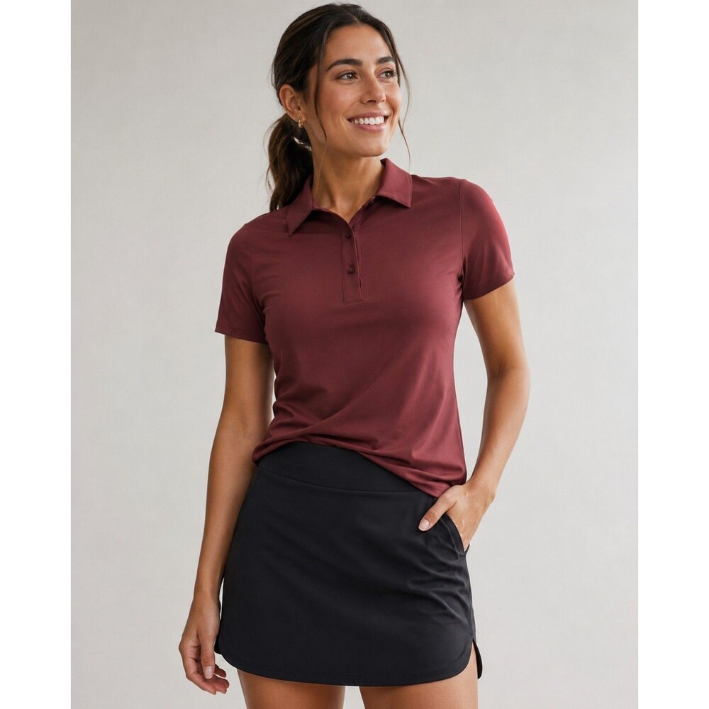 NWT Rhone Course To Court Polo Shirt Burgundy Red Womens Size Small Short Sleeve